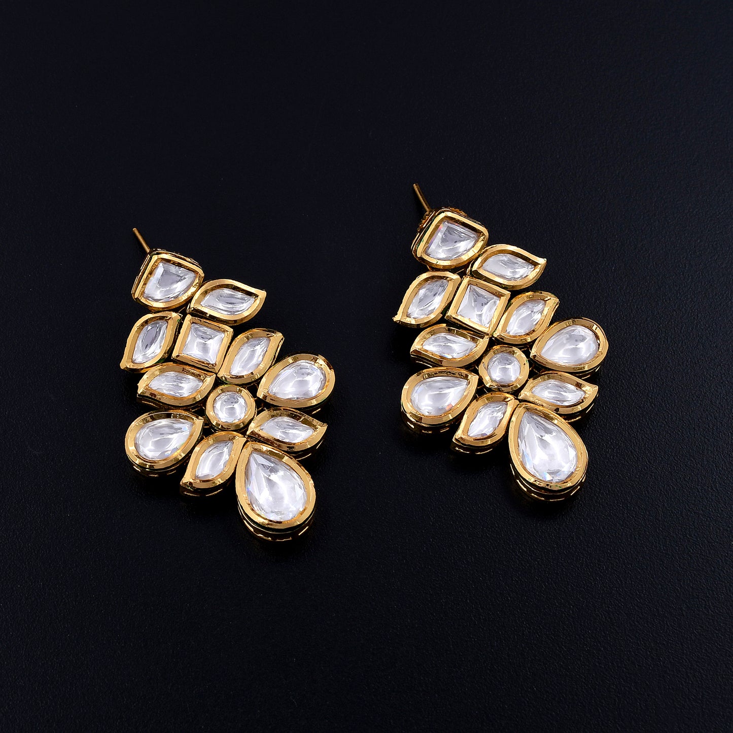 Ishita | Splendid Ivory Polki Stud Earrings with Lustrous Gold Accents and Graceful Craftsmanship