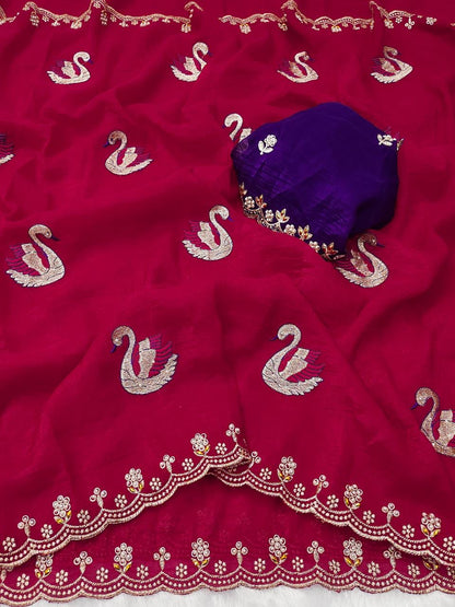 Embroidered Crunchy Chiffon Sarees - KOHI303383