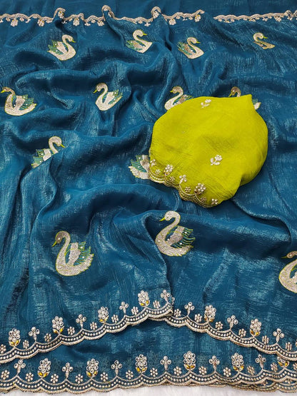 Embroidered Crunchy Chiffon Sarees - KOHI303383