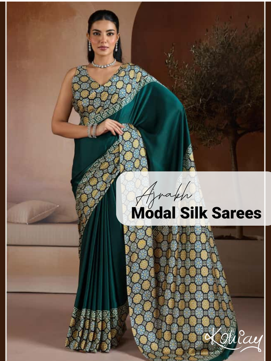 Ajrakh Modal Satin Sarees - KOHI877608