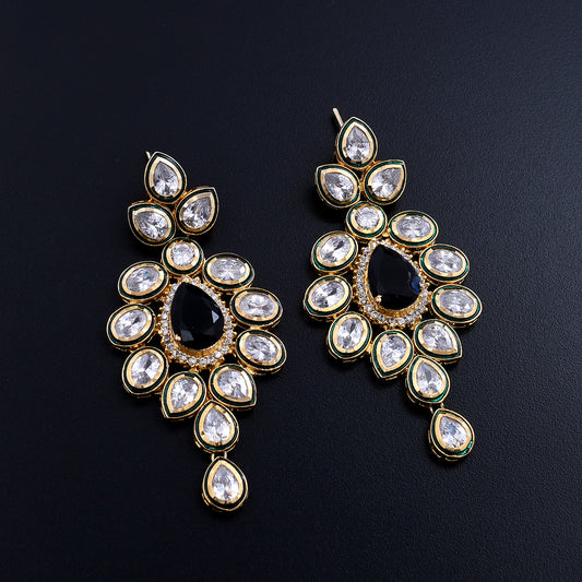 Meera | Exquisite Emerald Green Meenakari Floral Polki Earrings with Gold Trim for Regal Elegance